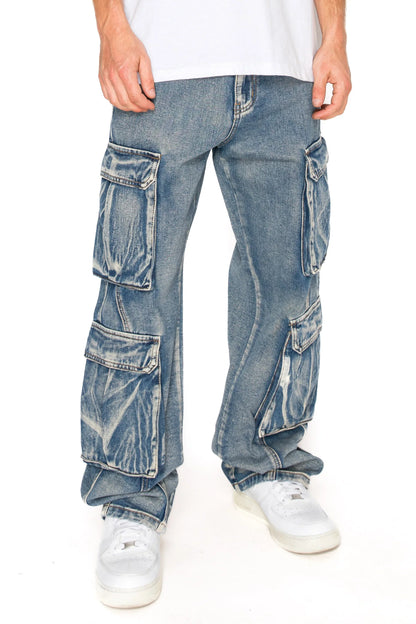 Baggy Double Cargo Denim Jeans