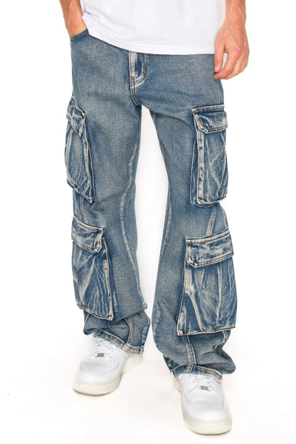 Baggy Double Cargo Denim Jeans