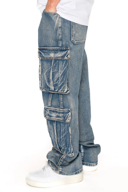 Baggy Double Cargo Denim Jeans