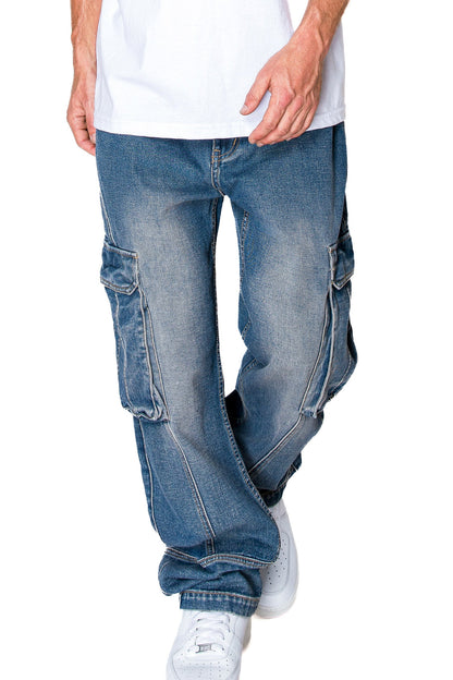 Men's Baggy Fit Cargo Denim Jeans