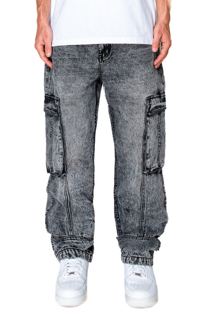 Men's Baggy Fit Cargo Denim Jeans