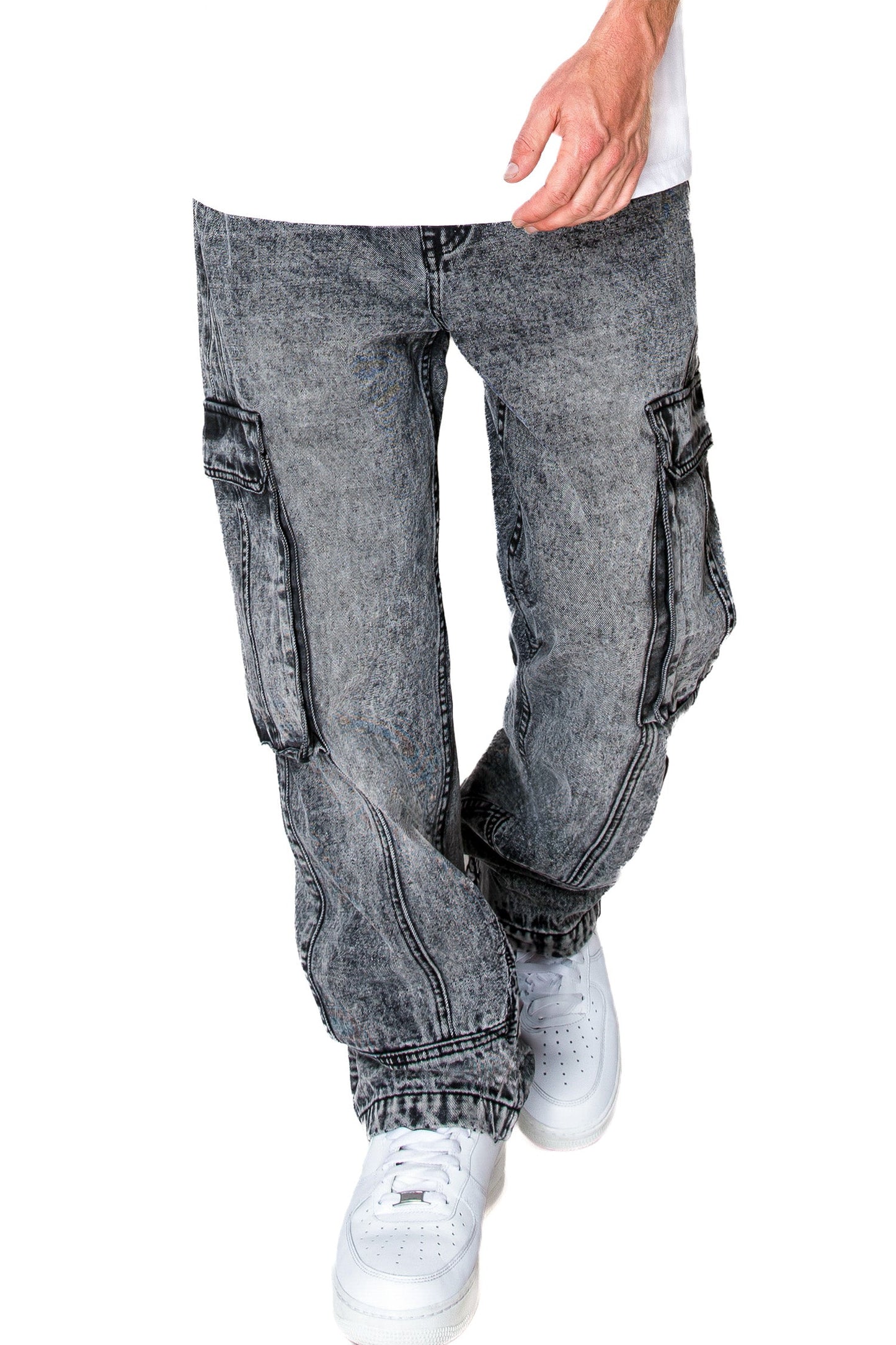 Men's Baggy Fit Cargo Denim Jeans