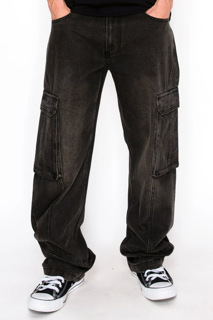 Men's Baggy Fit Cargo Denim Jeans