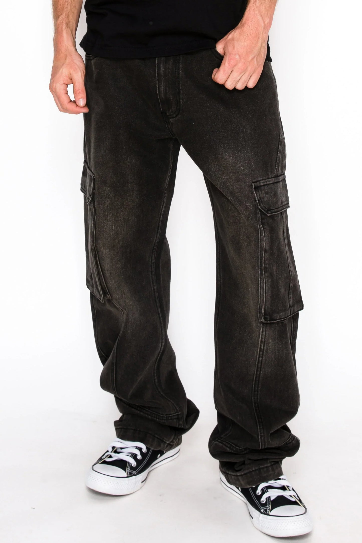 Men's Baggy Fit Cargo Denim Jeans