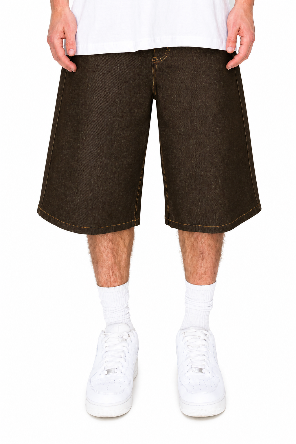 TELLUS Baggy Fit Raw Denim Shorts
