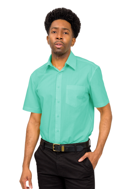Men's Regular Fit Short Sleeve Solid Color Dress Shirts