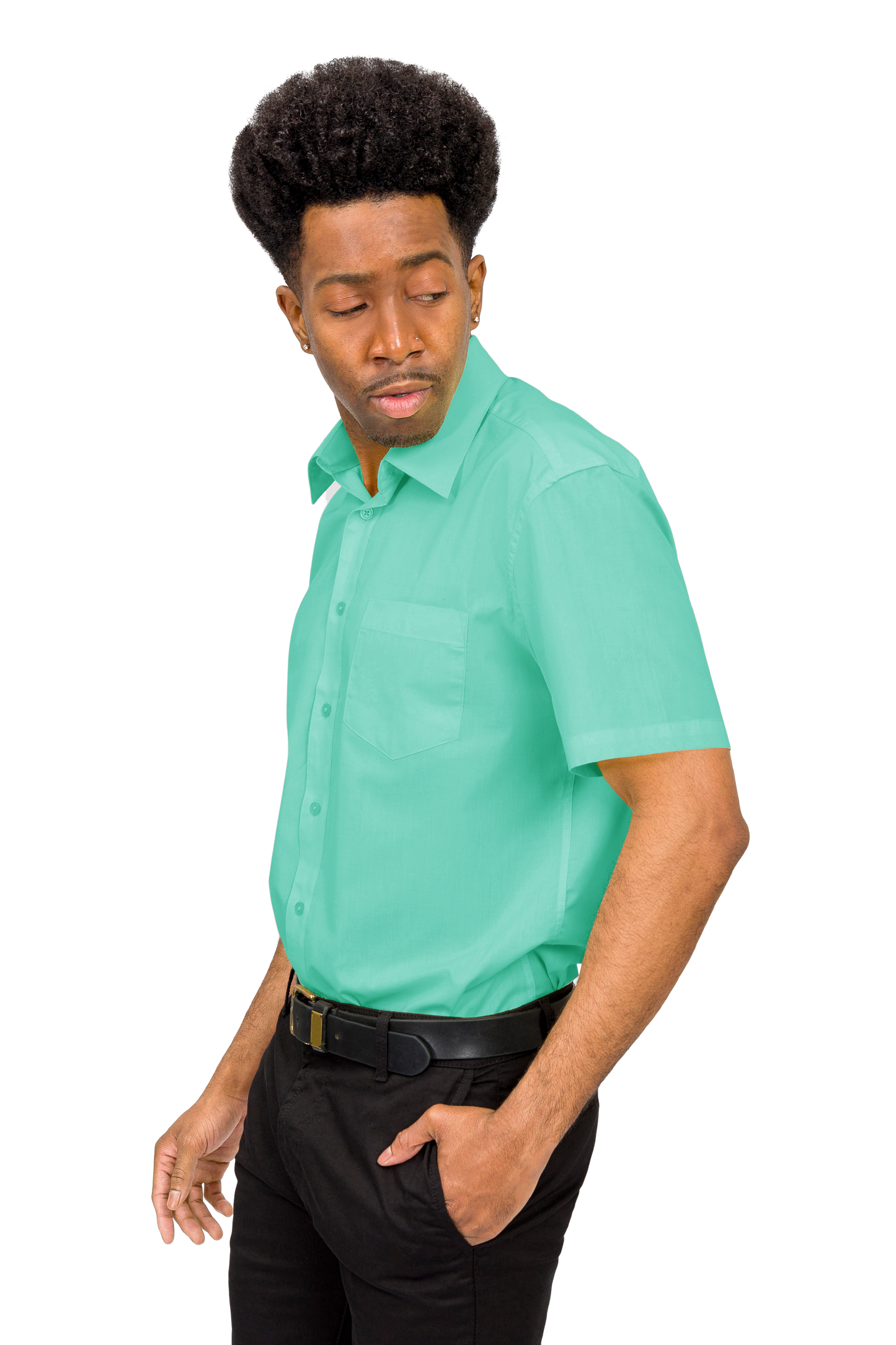 Men's Regular Fit Short Sleeve Solid Color Dress Shirts