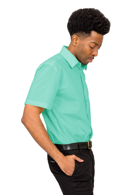 Men's Regular Fit Short Sleeve Solid Color Dress Shirts