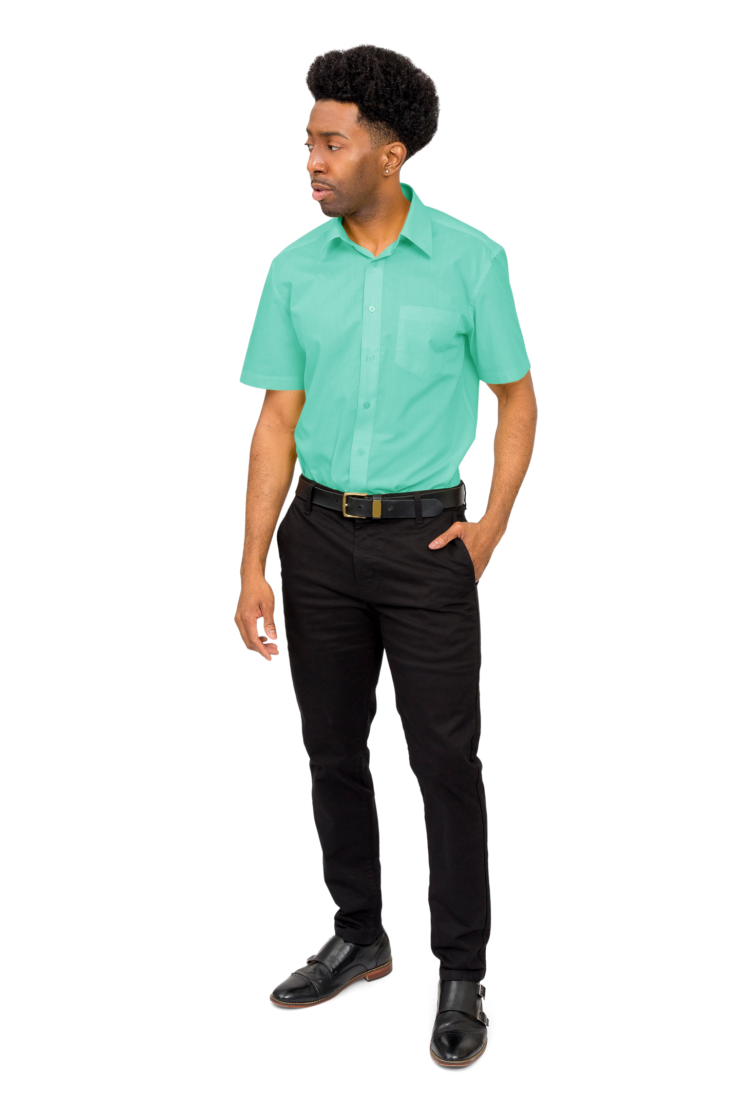 Men's Regular Fit Short Sleeve Solid Color Dress Shirts