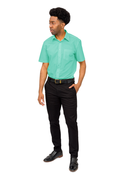 Men's Regular Fit Short Sleeve Solid Color Dress Shirts