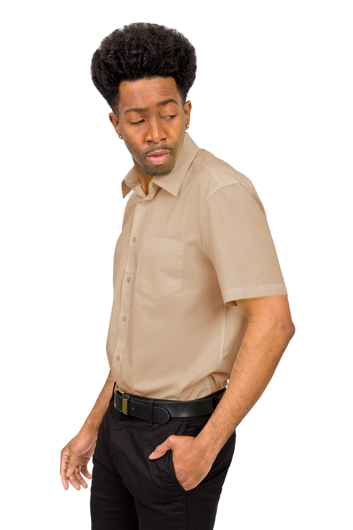 Men's Regular Fit Short Sleeve Solid Color Dress Shirts