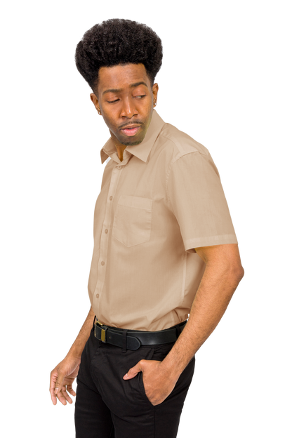 Men's Regular Fit Short Sleeve Solid Color Dress Shirts