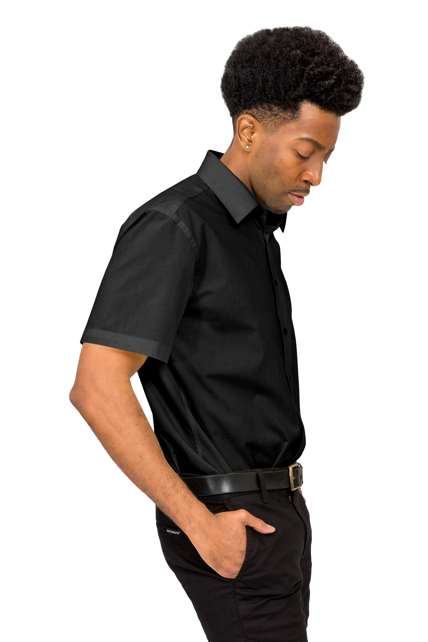 Men's Regular Fit Short Sleeve Solid Color Dress Shirts