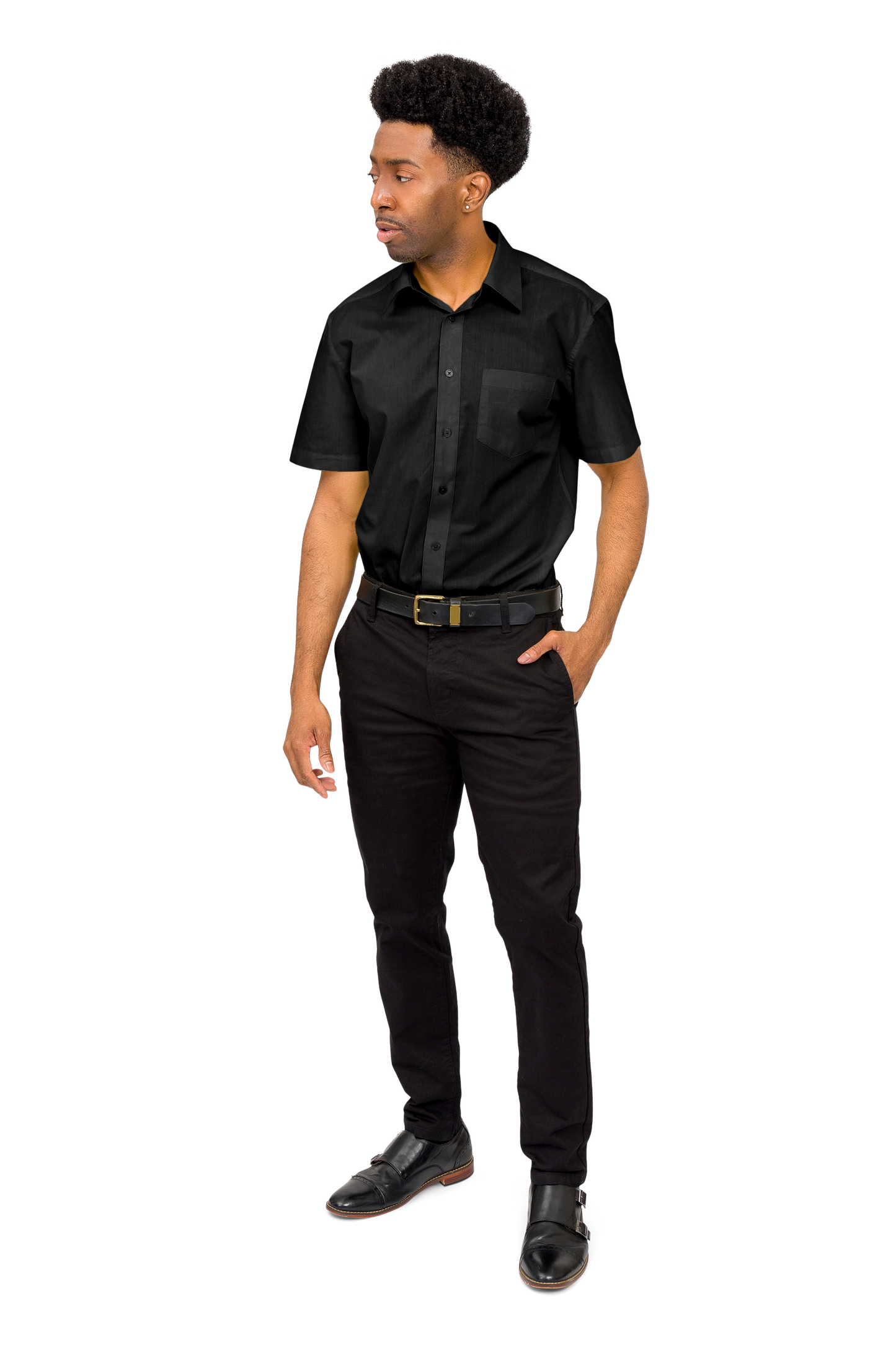 Men's Regular Fit Short Sleeve Solid Color Dress Shirts