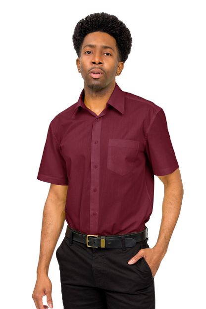 Men's Regular Fit Short Sleeve Solid Color Dress Shirts
