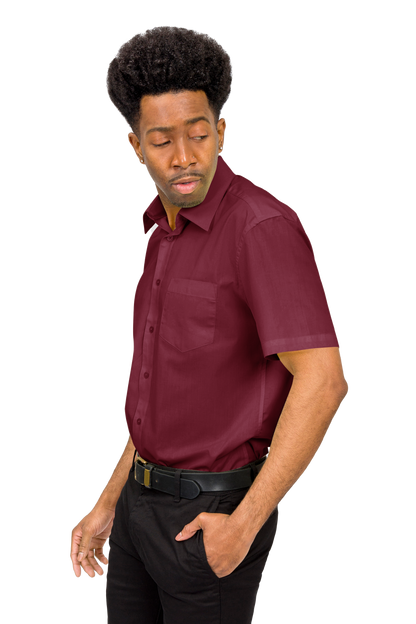 Men's Regular Fit Short Sleeve Solid Color Dress Shirts