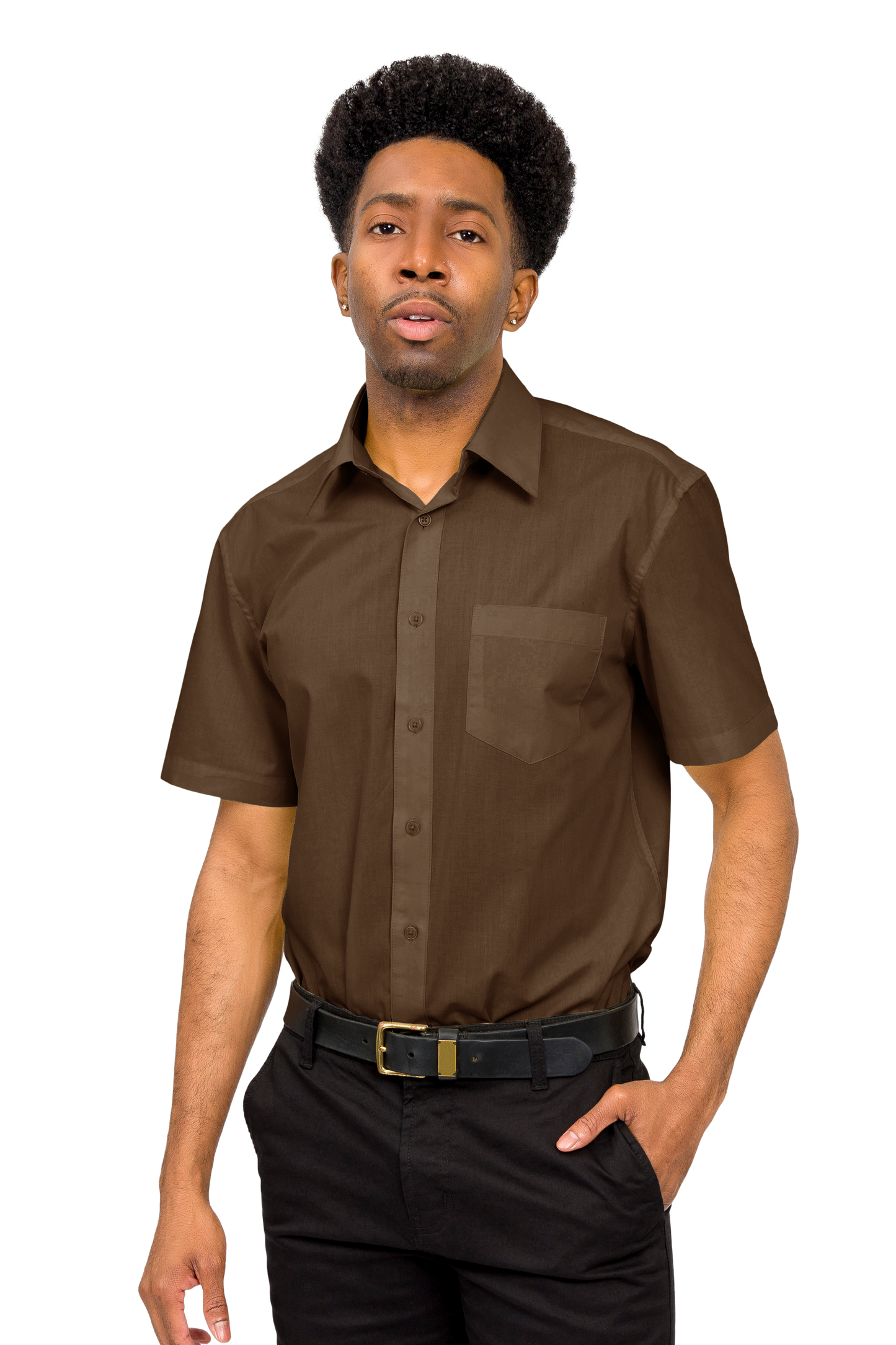 Men's Regular Fit Short Sleeve Solid Color Dress Shirts