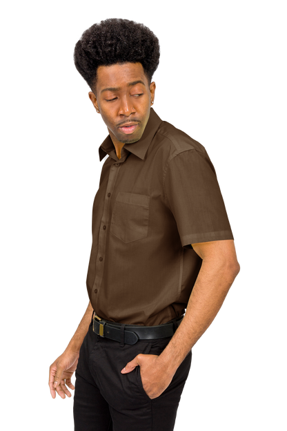Men's Regular Fit Short Sleeve Solid Color Dress Shirts