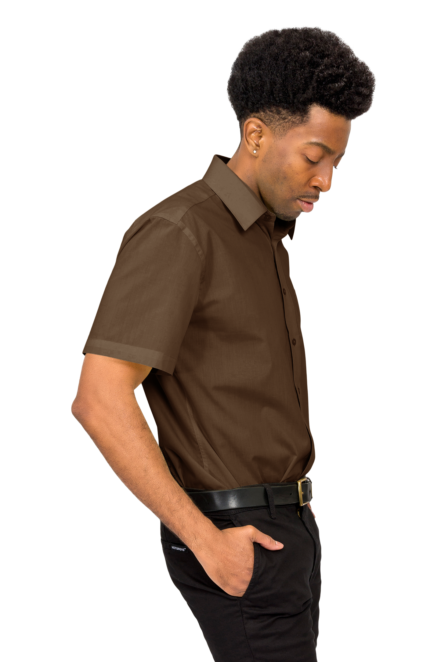 Men's Regular Fit Short Sleeve Solid Color Dress Shirts