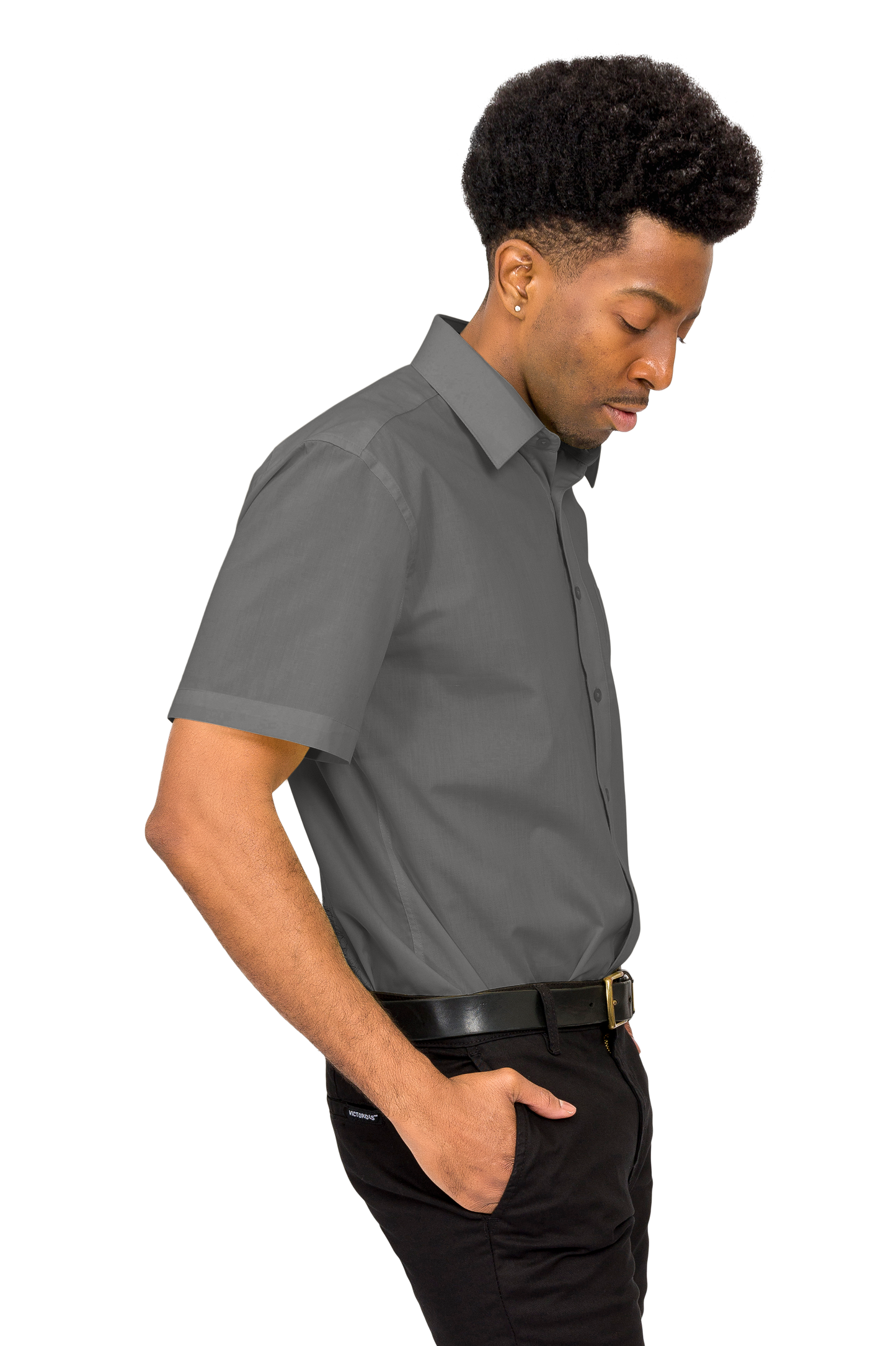 Men's Regular Fit Short Sleeve Solid Color Dress Shirts