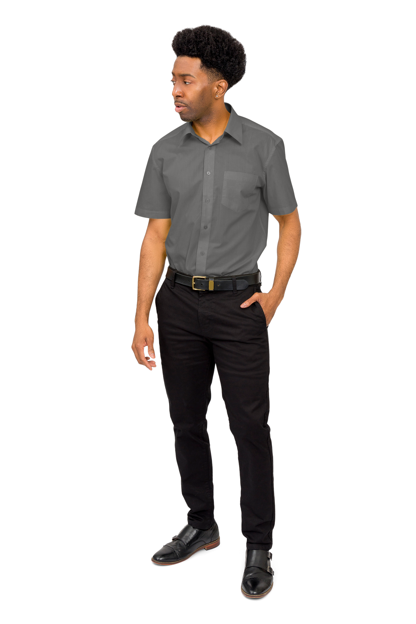 Men's Regular Fit Short Sleeve Solid Color Dress Shirts