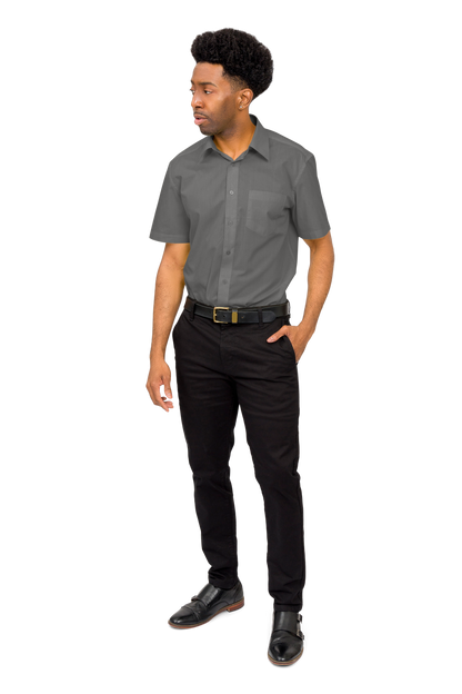 Men's Regular Fit Short Sleeve Solid Color Dress Shirts