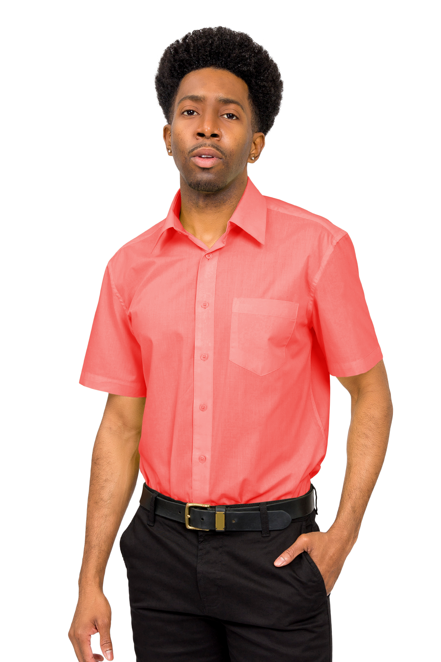 Men's Regular Fit Short Sleeve Solid Color Dress Shirts