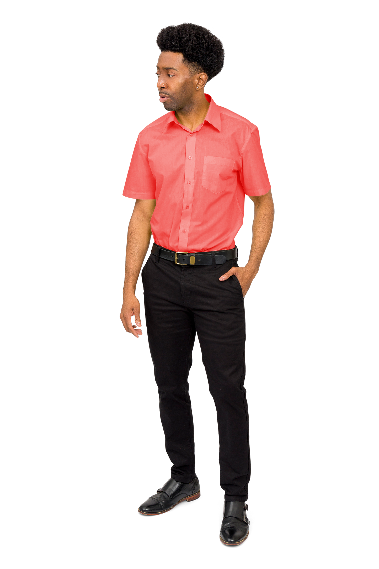 Men's Regular Fit Short Sleeve Solid Color Dress Shirts