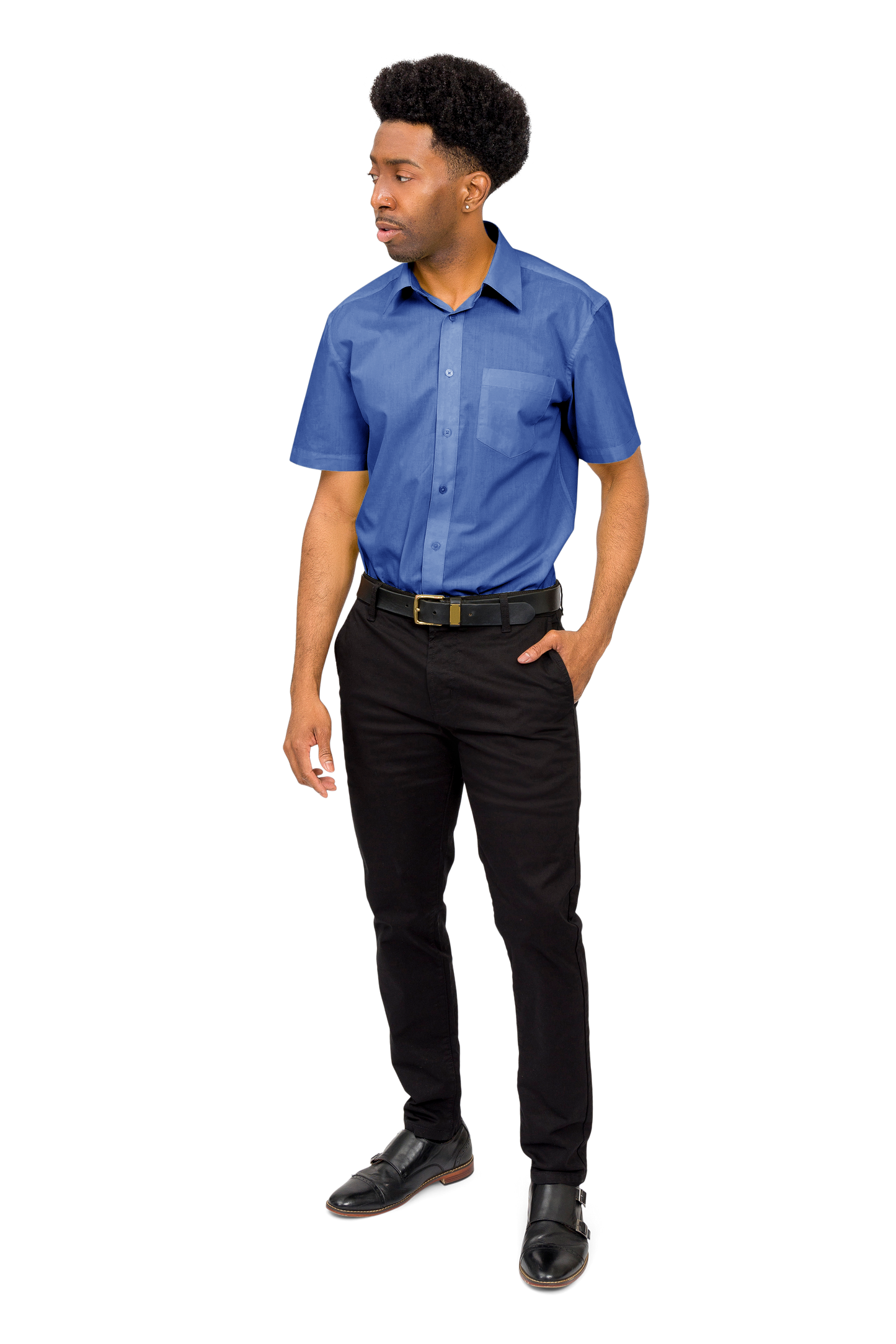 Men's Regular Fit Short Sleeve Solid Color Dress Shirts