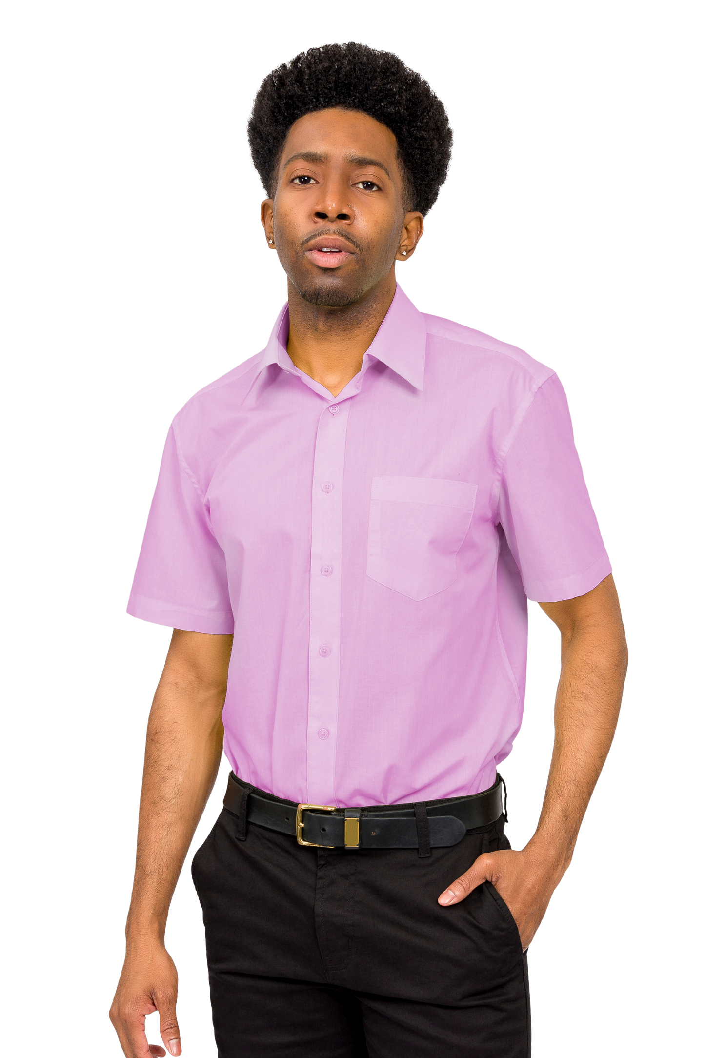Men's Regular Fit Short Sleeve Solid Color Dress Shirts