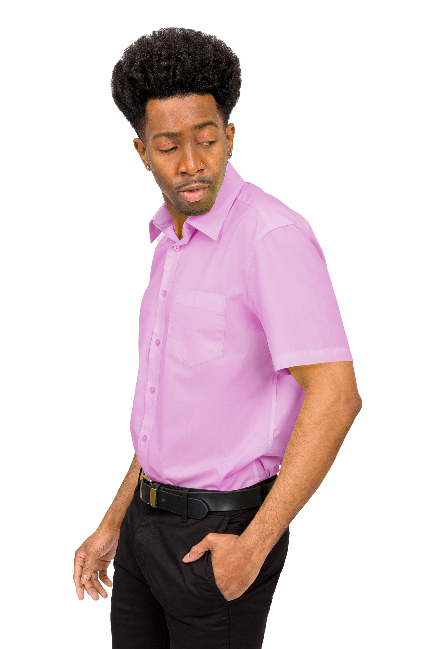 Men's Regular Fit Short Sleeve Solid Color Dress Shirts