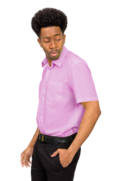 Men's Regular Fit Short Sleeve Solid Color Dress Shirts