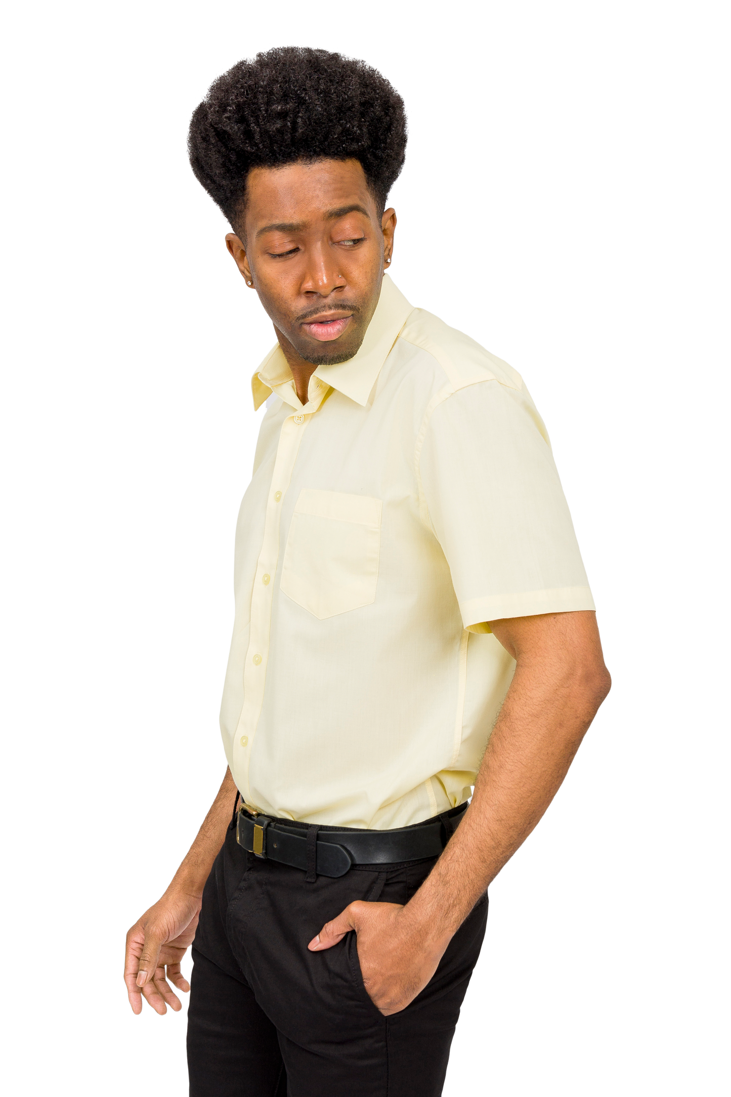 Men's Regular Fit Short Sleeve Solid Color Dress Shirts