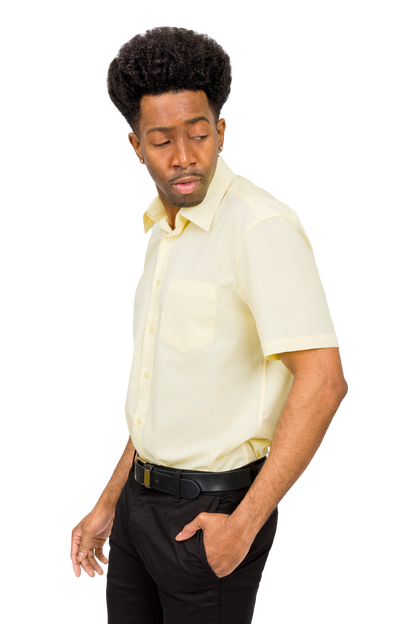 Men's Regular Fit Short Sleeve Solid Color Dress Shirts