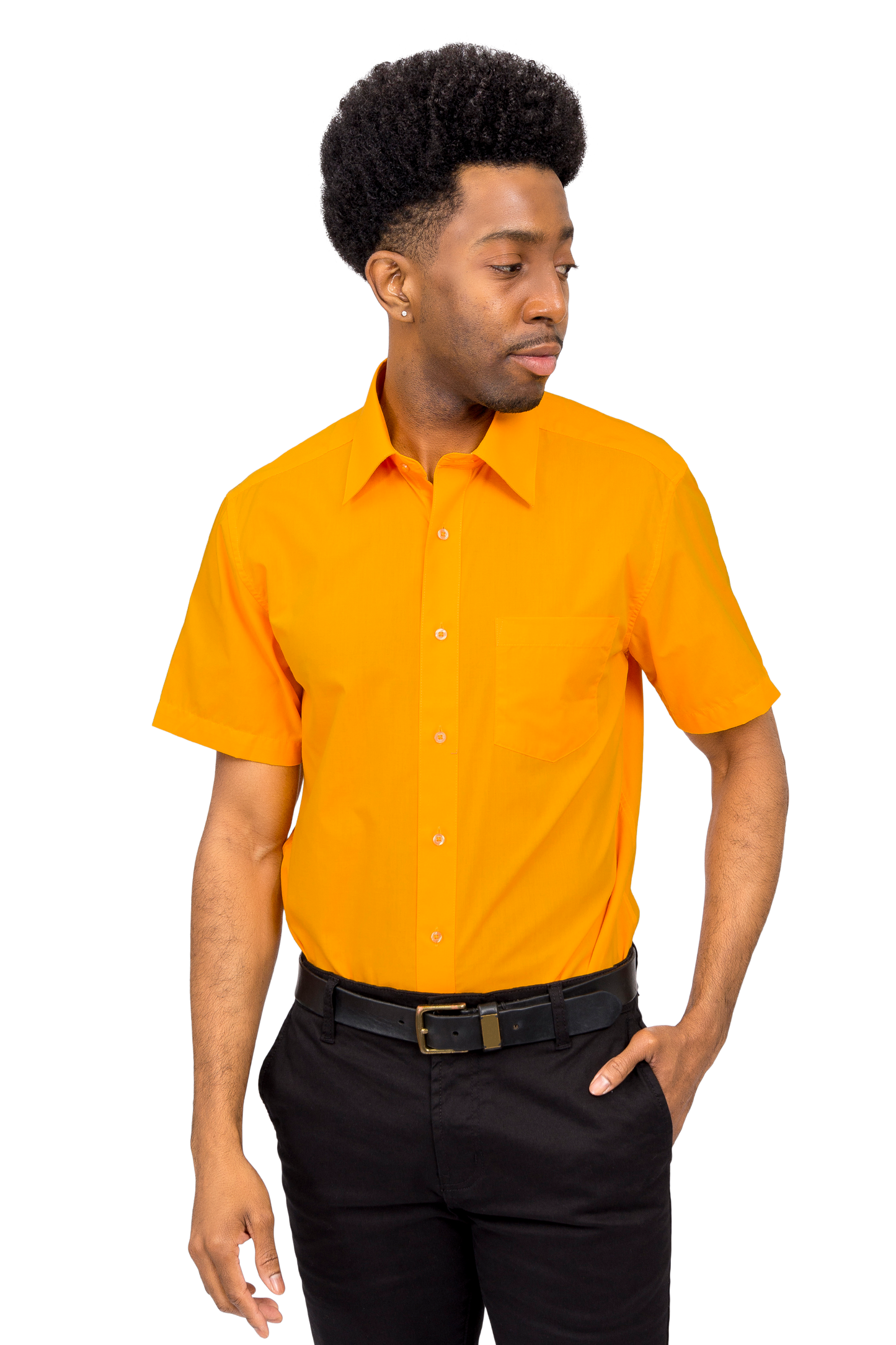 Men's Regular Fit Short Sleeve Solid Color Dress Shirts