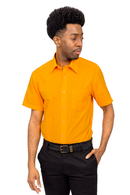 Men's Regular Fit Short Sleeve Solid Color Dress Shirts