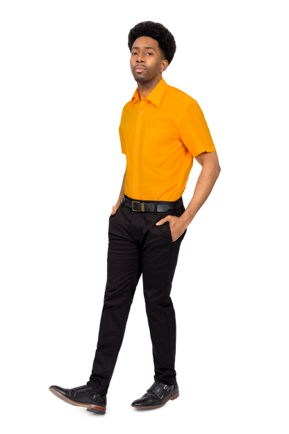 Men's Regular Fit Short Sleeve Solid Color Dress Shirts