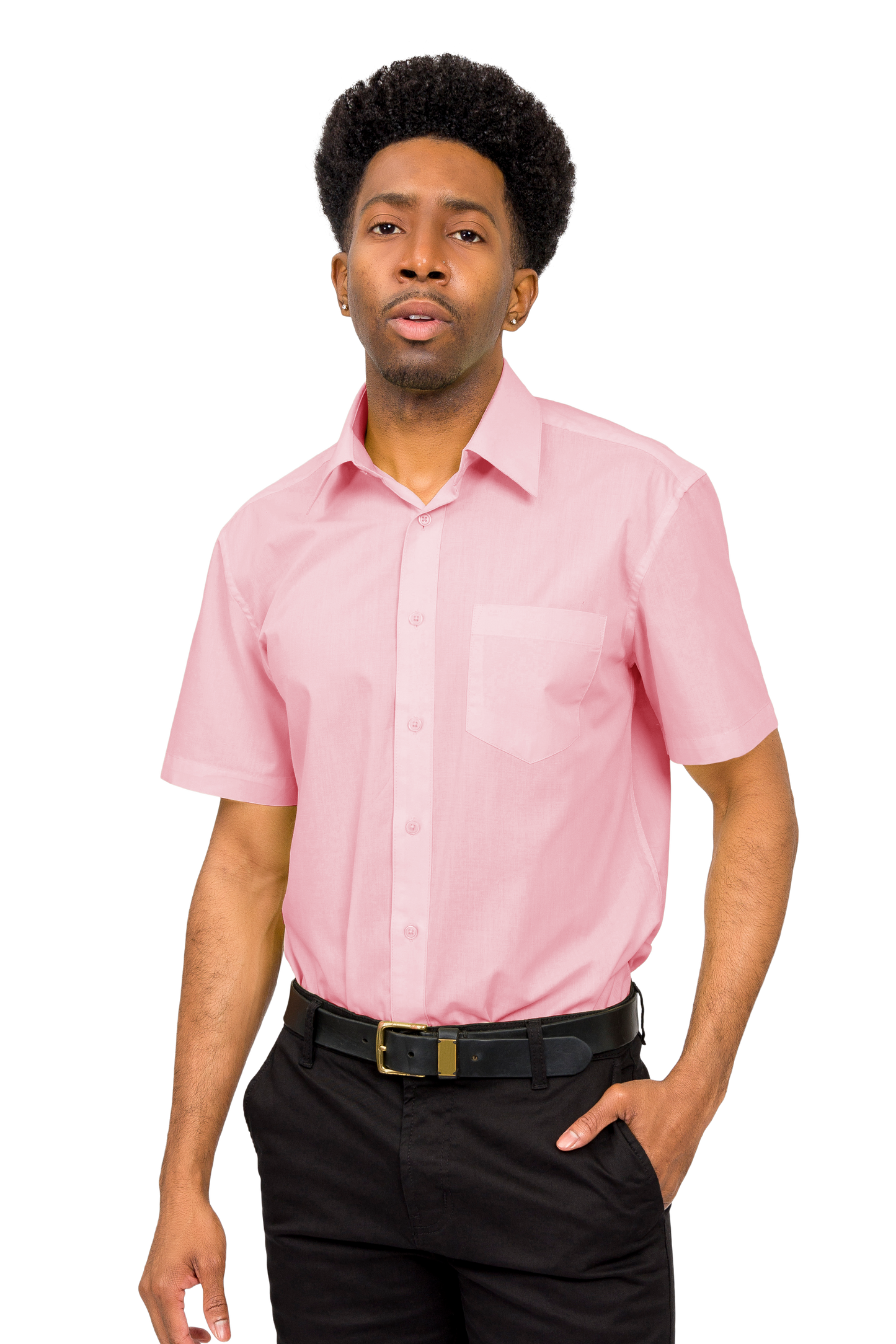 Men's Regular Fit Short Sleeve Solid Color Dress Shirts