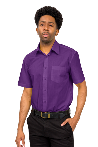 Men's Regular Fit Short Sleeve Solid Color Dress Shirts