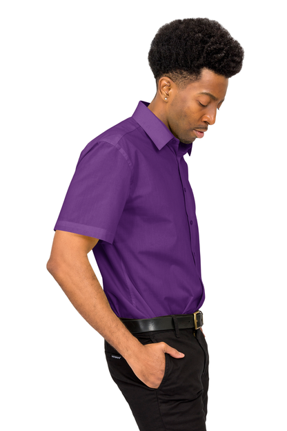 Men's Regular Fit Short Sleeve Solid Color Dress Shirts