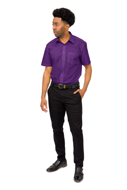 Men's Regular Fit Short Sleeve Solid Color Dress Shirts