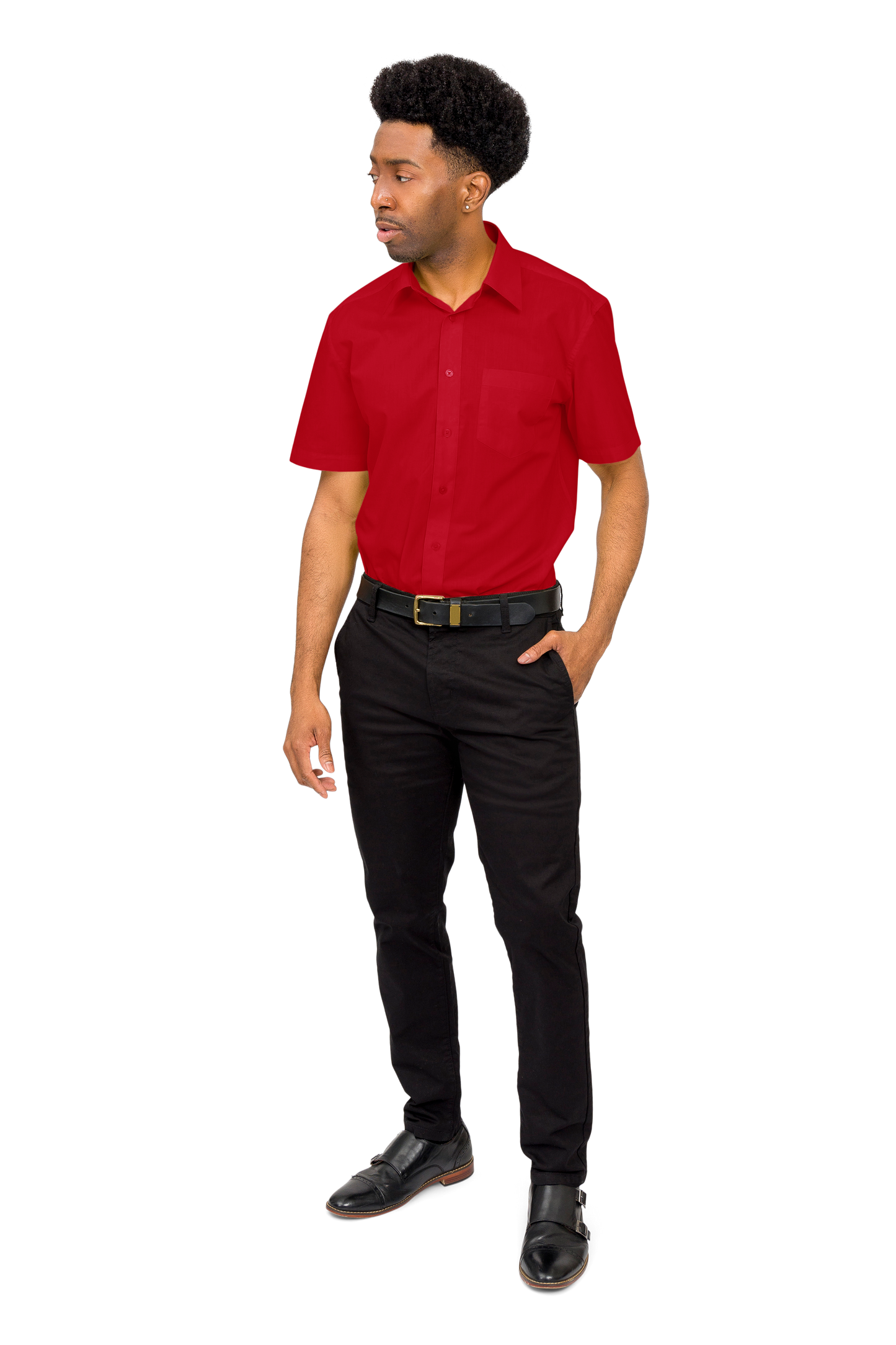 Men's Regular Fit Short Sleeve Solid Color Dress Shirts
