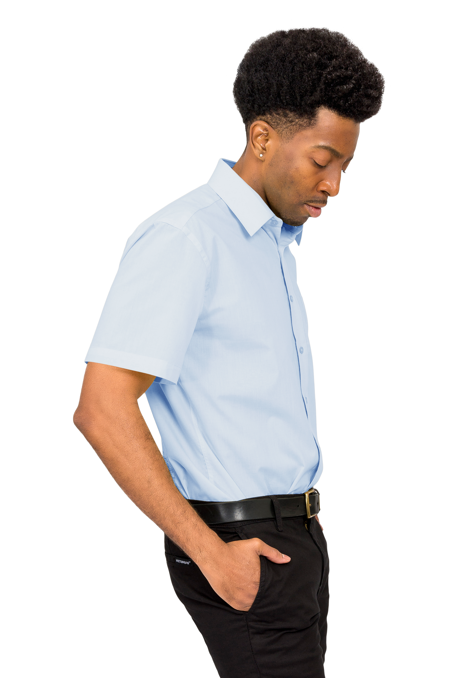 Men's Regular Fit Short Sleeve Solid Color Dress Shirts