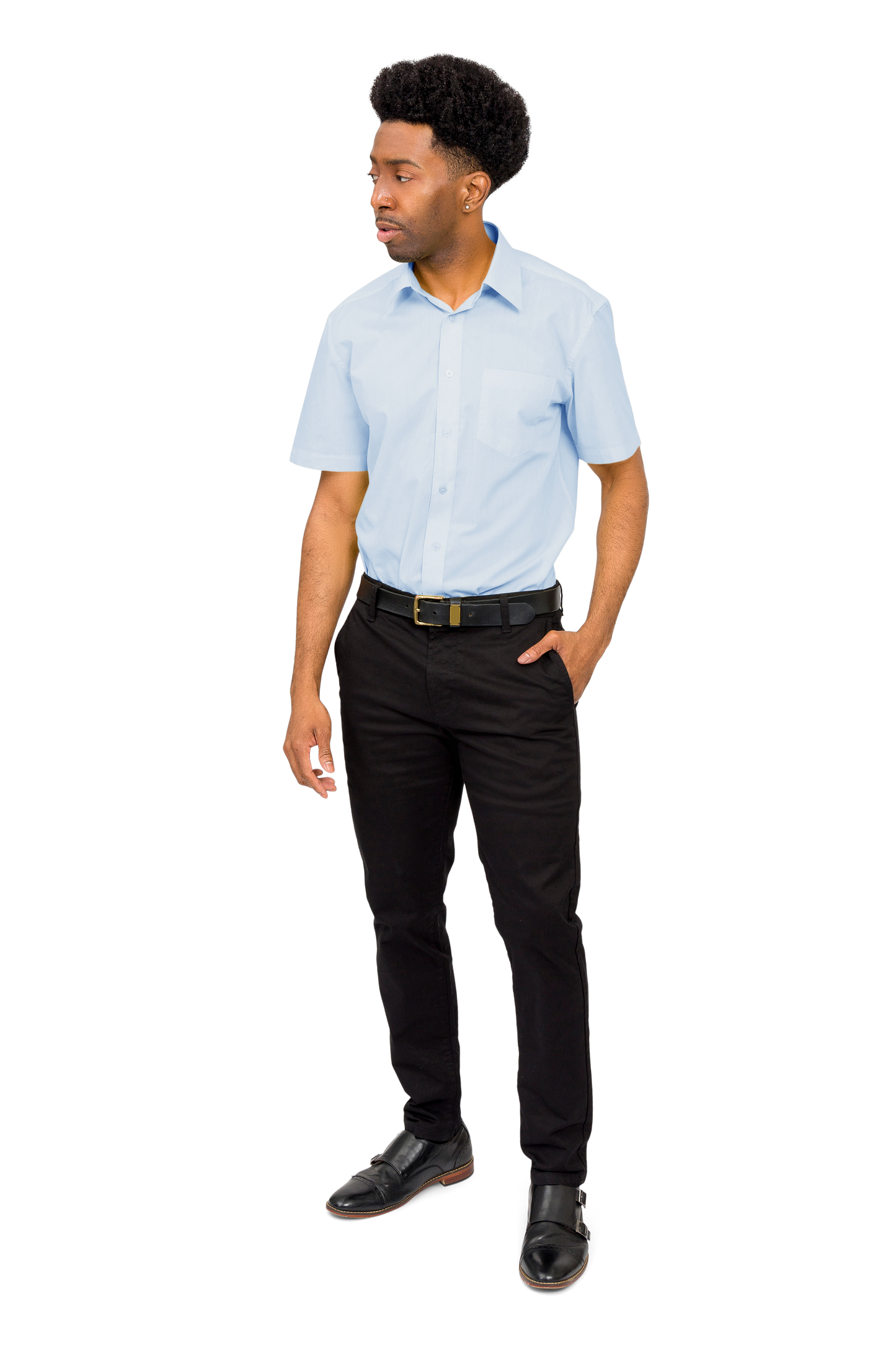 Men's Regular Fit Short Sleeve Solid Color Dress Shirts