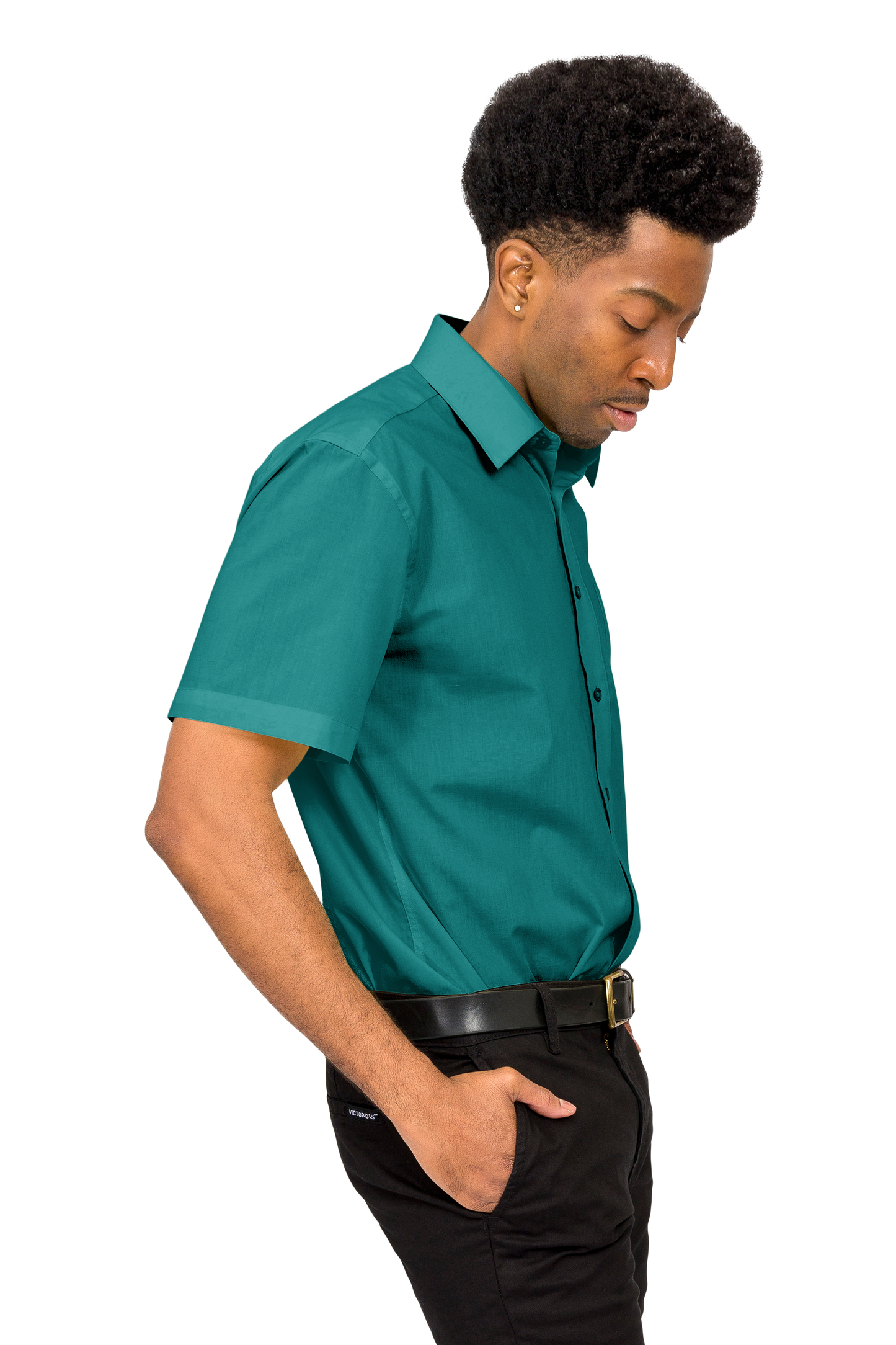 Men's Regular Fit Short Sleeve Solid Color Dress Shirts