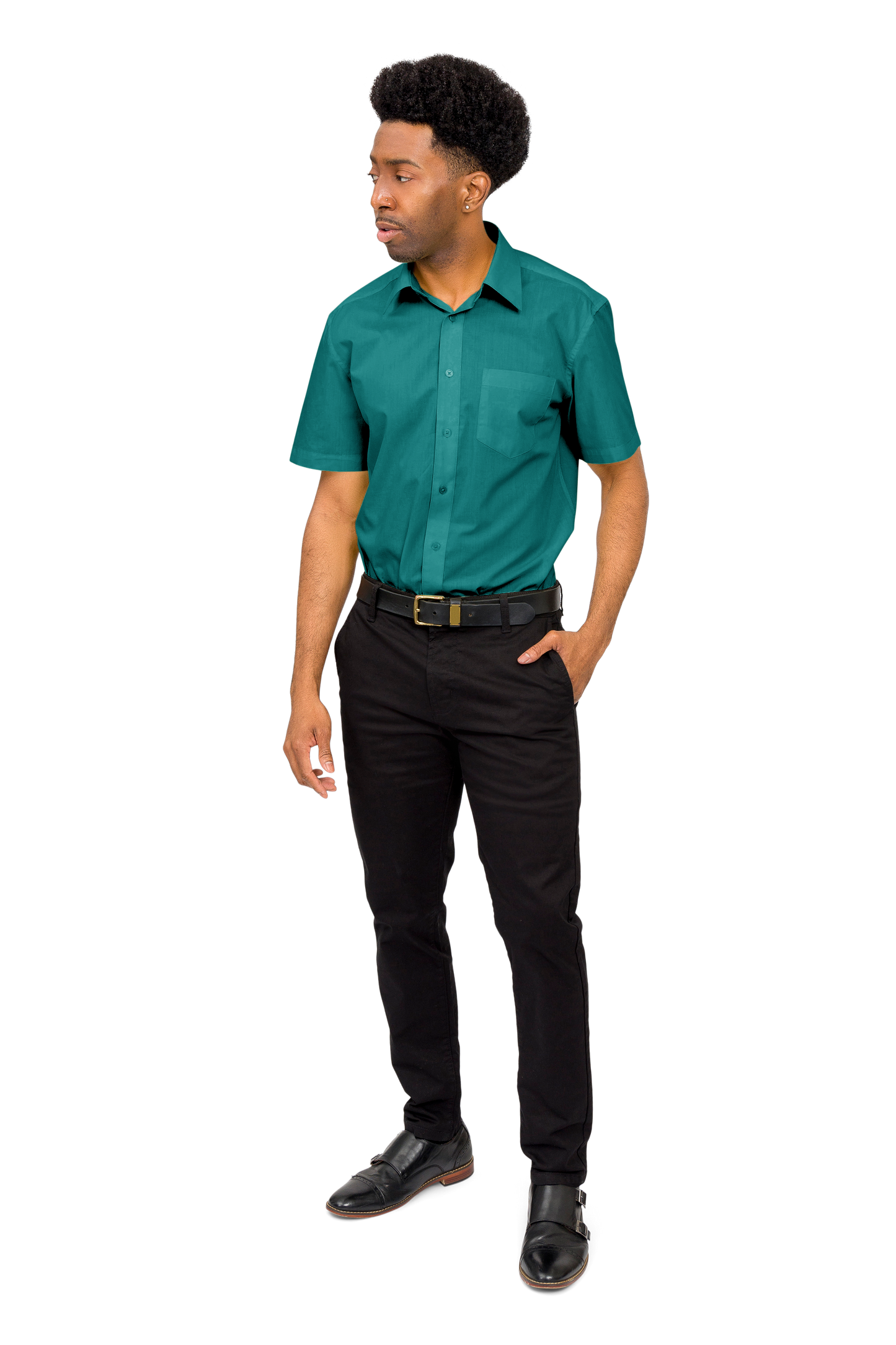 Men's Regular Fit Short Sleeve Solid Color Dress Shirts