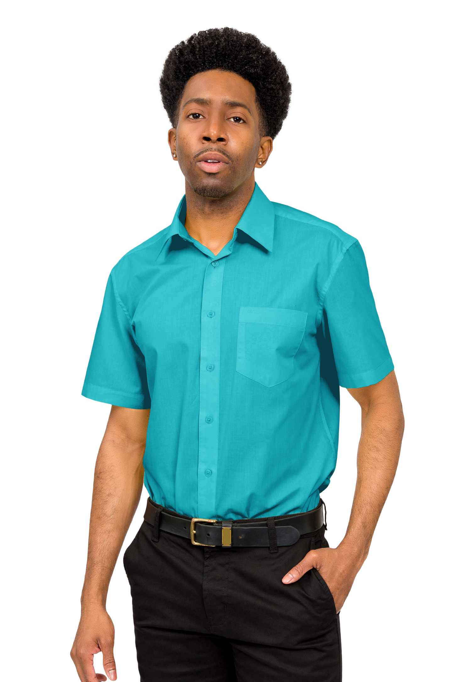 Men's Regular Fit Short Sleeve Solid Color Dress Shirts
