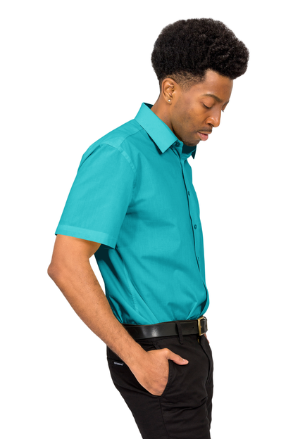 Men's Regular Fit Short Sleeve Solid Color Dress Shirts