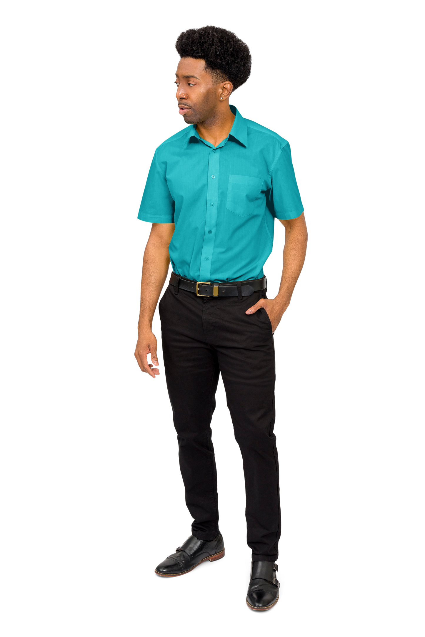 Men's Regular Fit Short Sleeve Solid Color Dress Shirts