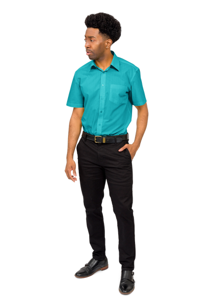 Men's Regular Fit Short Sleeve Solid Color Dress Shirts